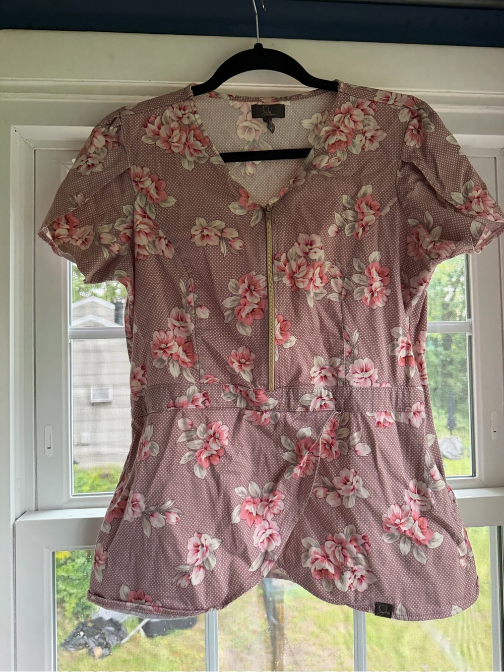 Jaanuu Pink Floral Zip-Front Tunic